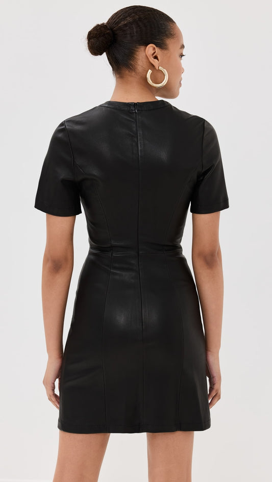 rabanne Short Gathered Dress In Lambskin