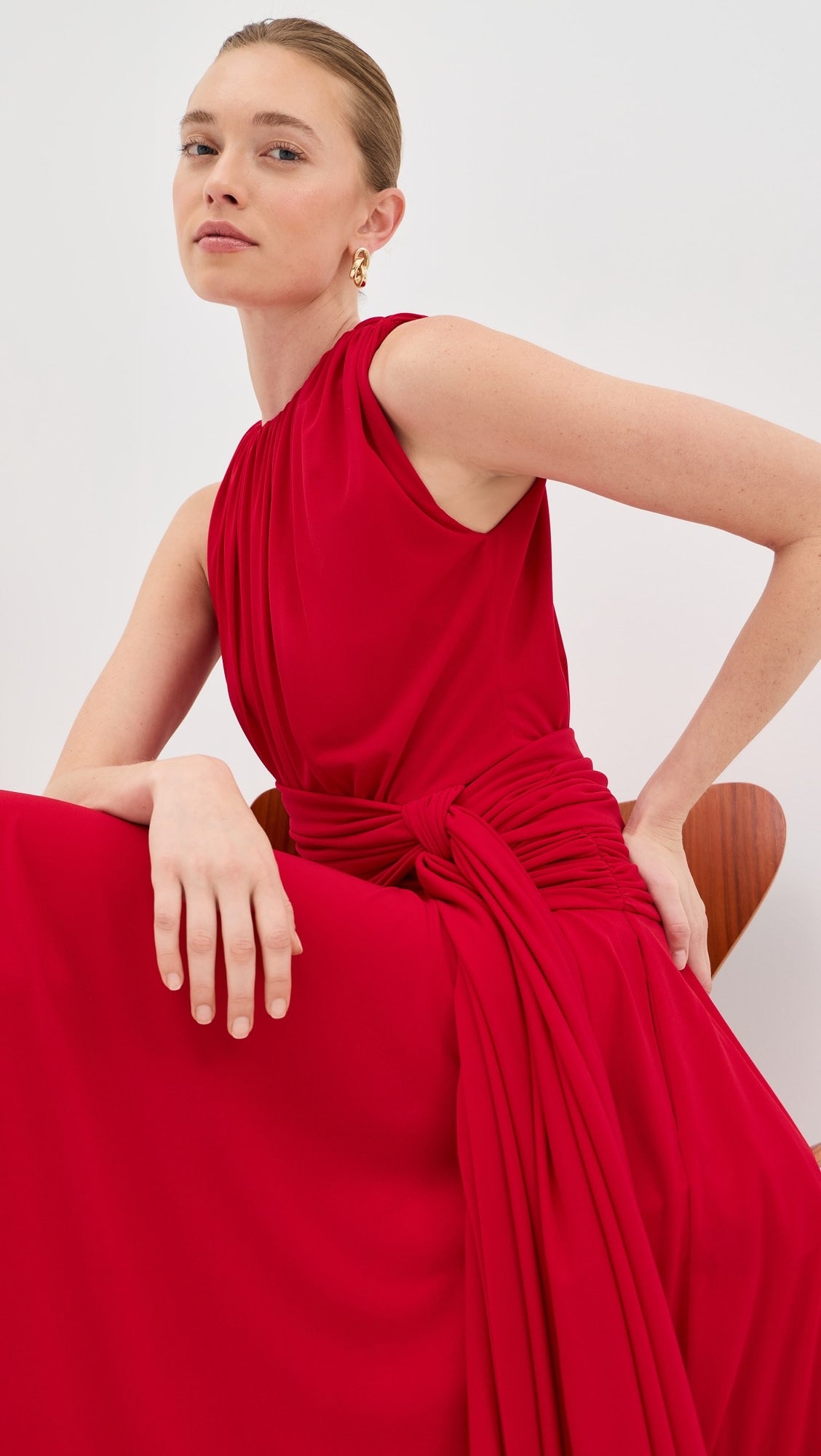 Brandon Maxwell The Isadora Knot-Detailed Draped Maxi Dress