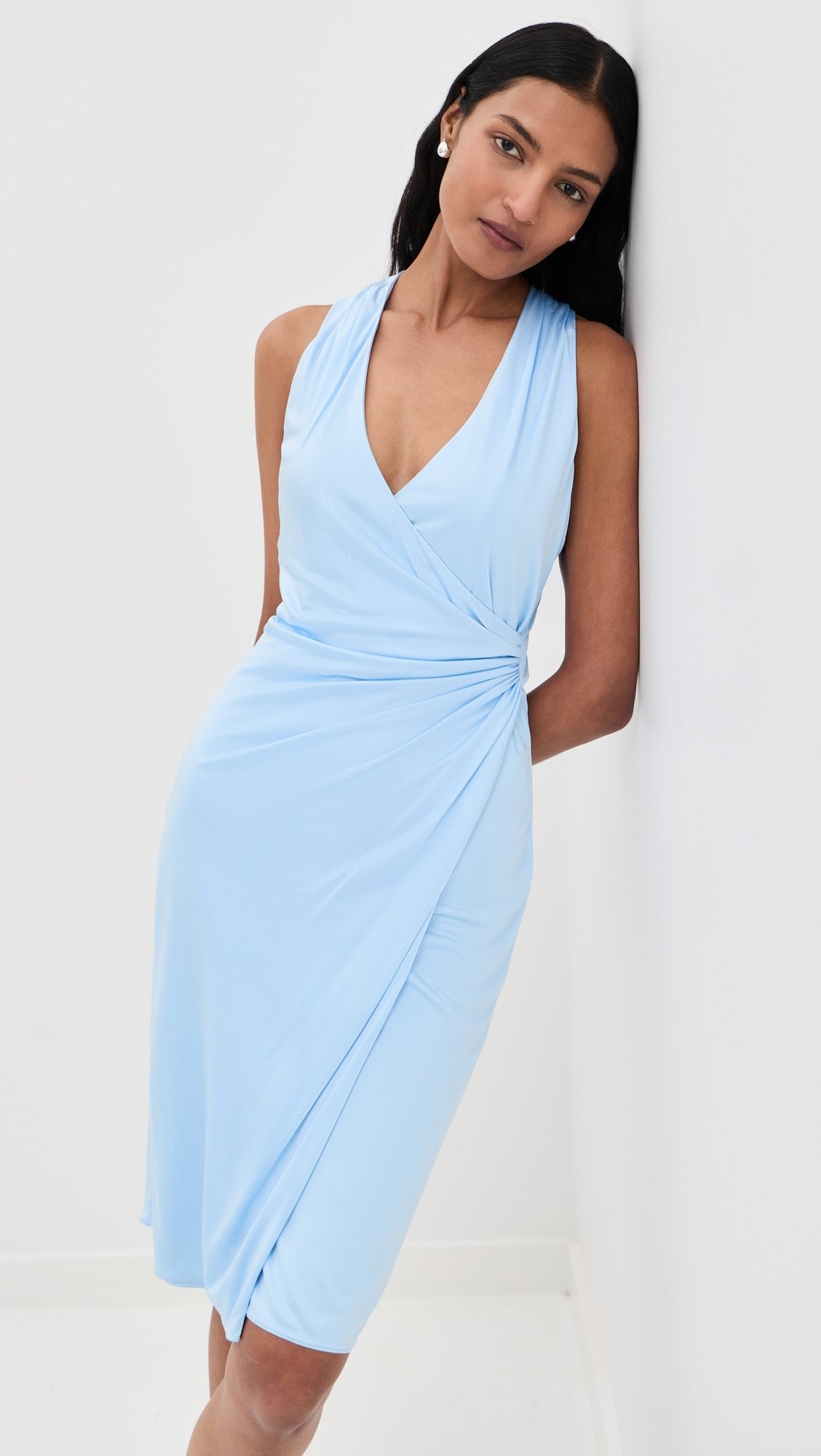 Versace Draped Jersey Midi Dress