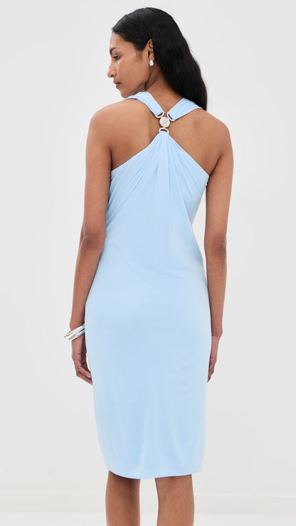 Versace Draped Jersey Midi Dress