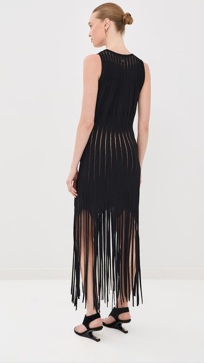 Balmain Thin Fringed Knit Dress