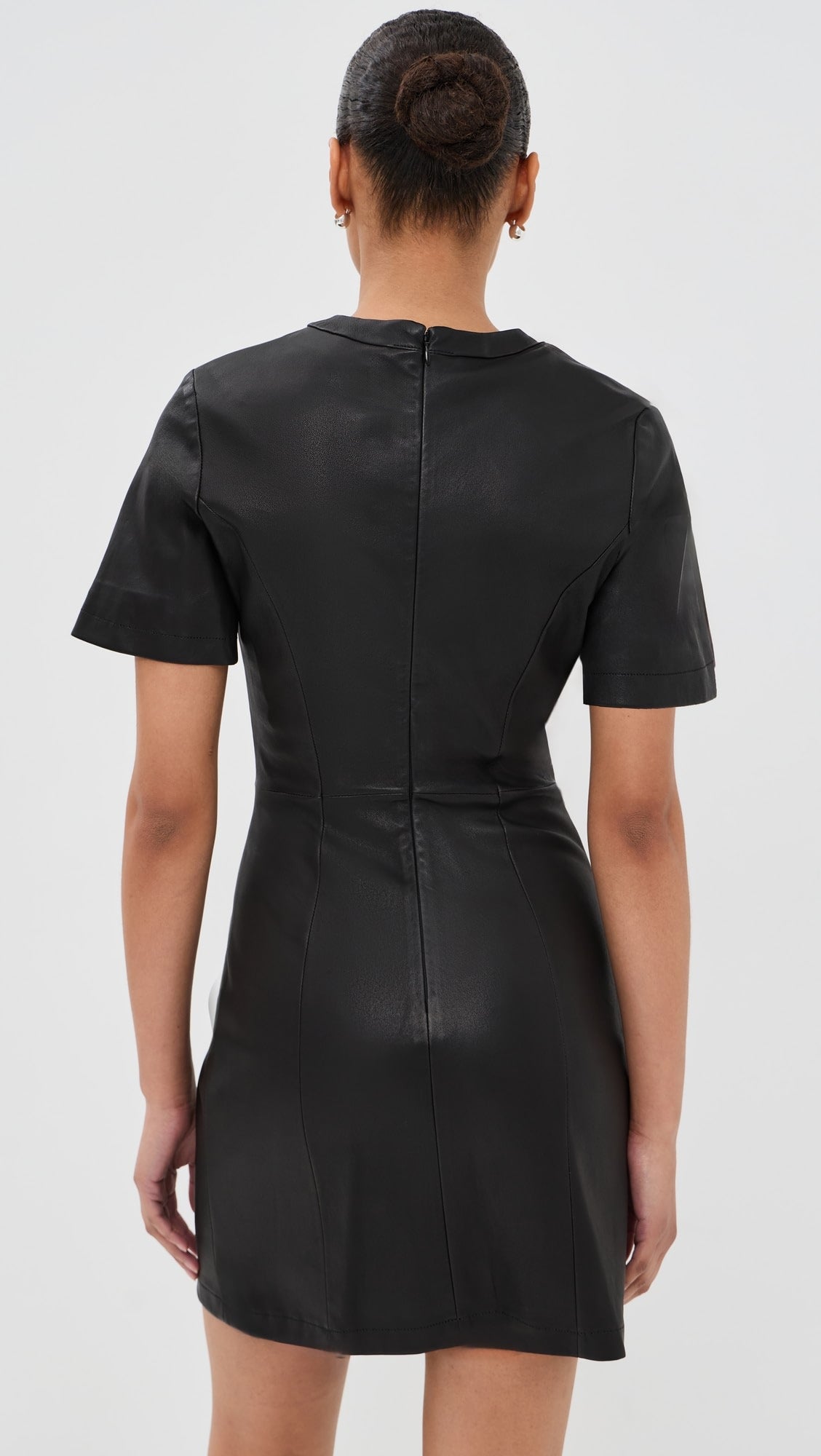 rabanne Short Gathered Dress In Lambskin