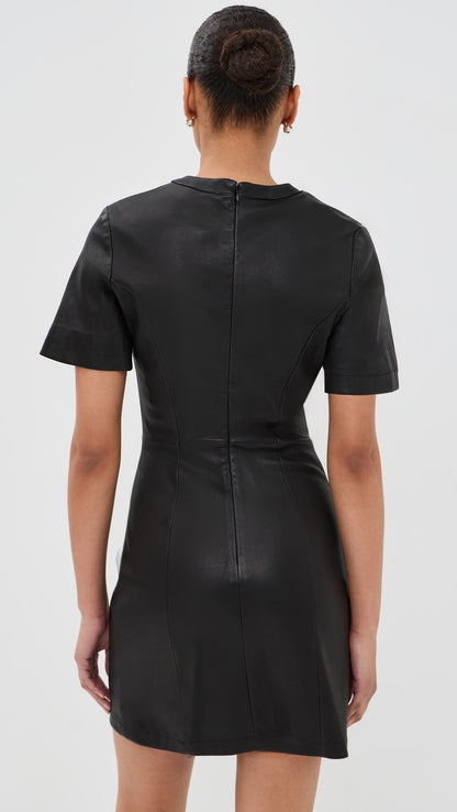 rabanne Short Gathered Dress In Lambskin