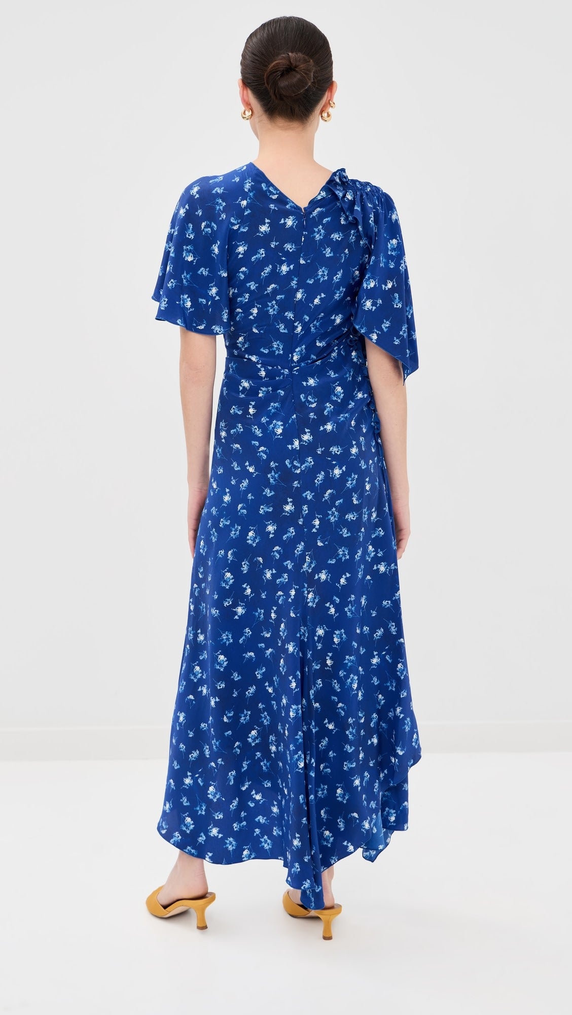 Victoria Beckham Smocked Short Sleeve Dress