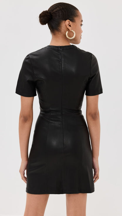 rabanne Short Gathered Dress In Lambskin