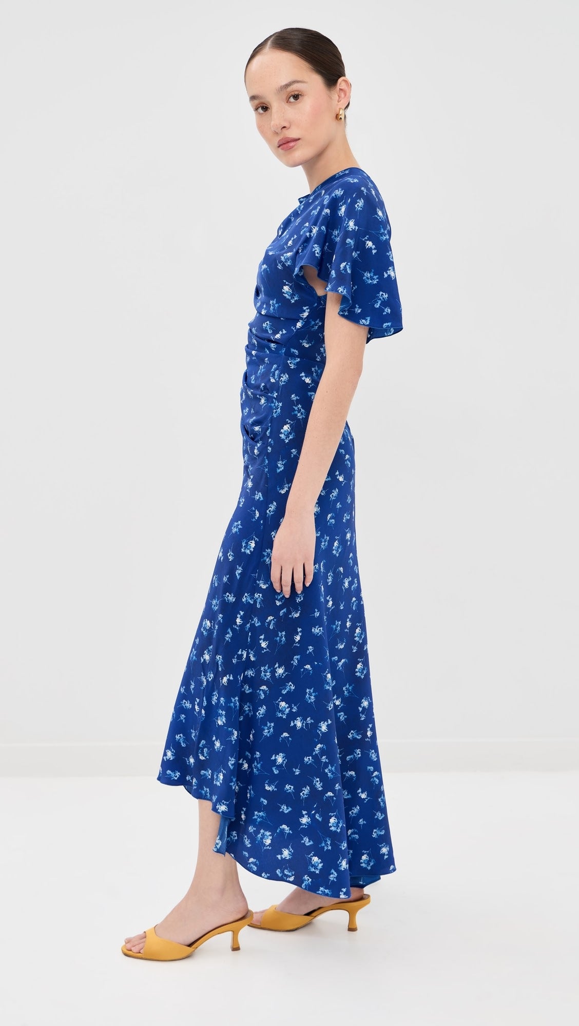 Victoria Beckham Smocked Short Sleeve Dress