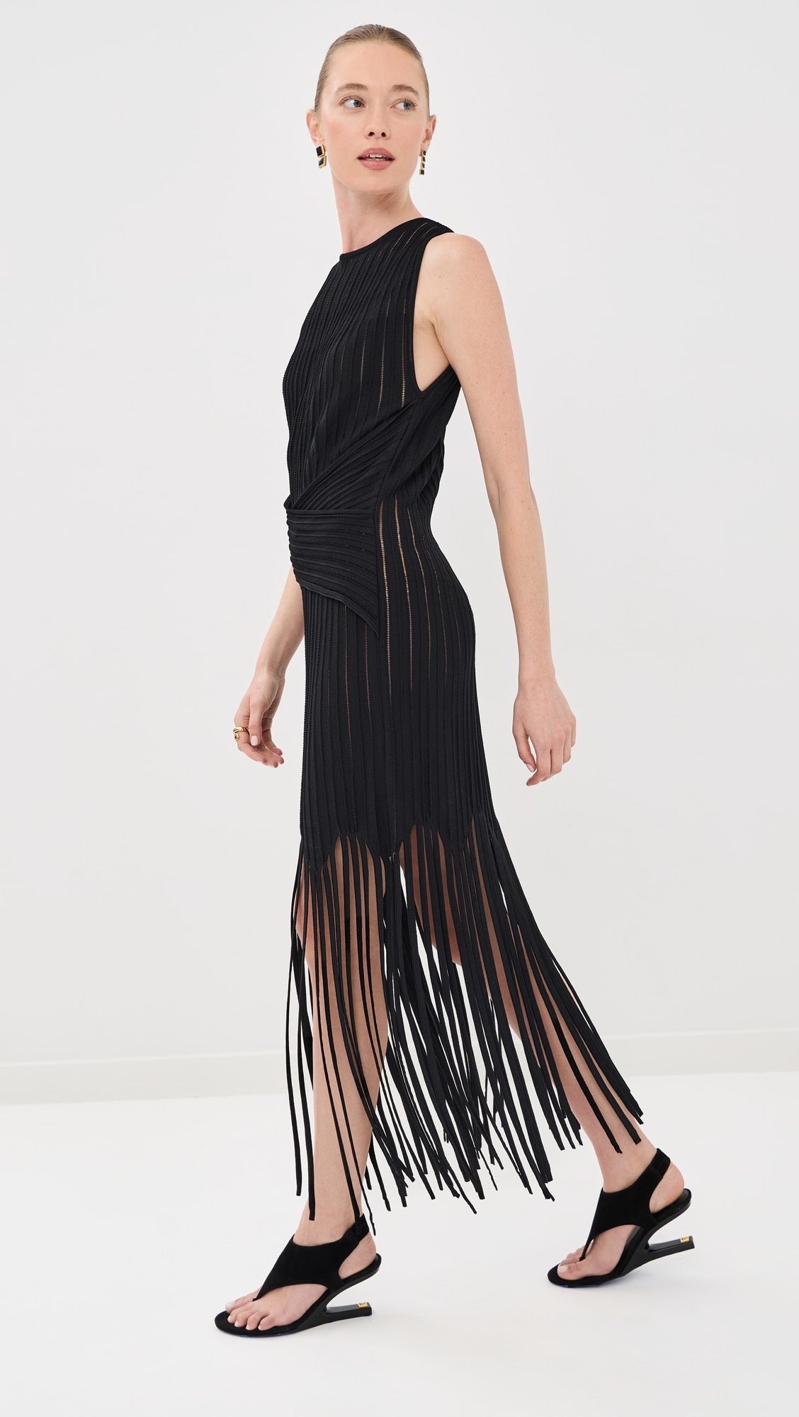 Balmain Thin Fringed Knit Dress