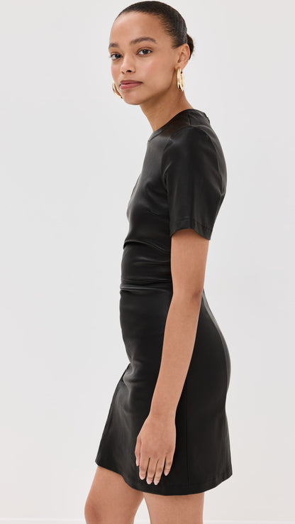 rabanne Short Gathered Dress In Lambskin