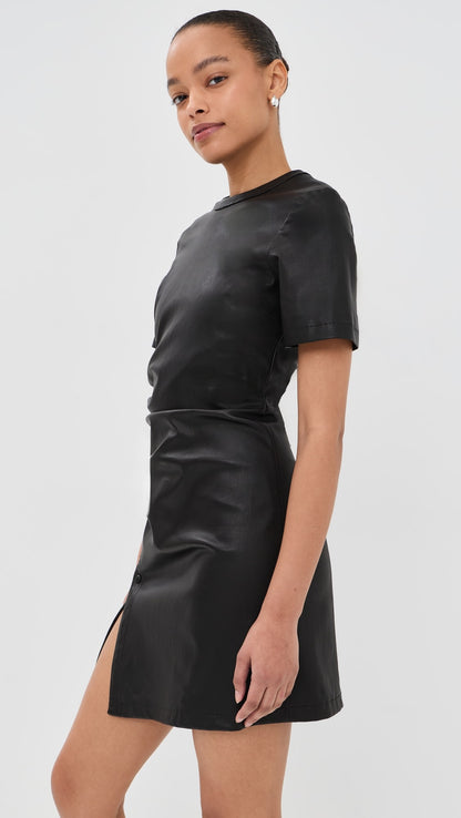 rabanne Short Gathered Dress In Lambskin