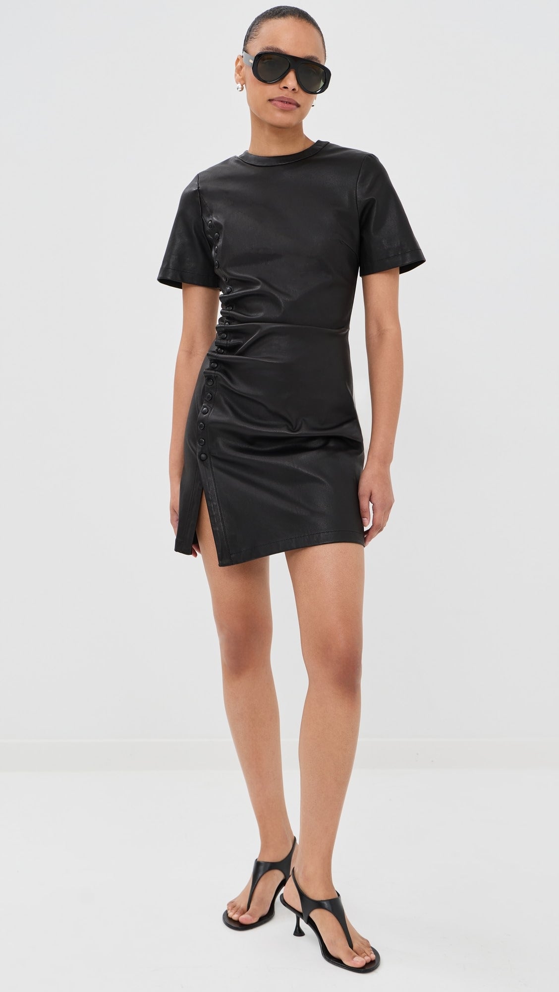 rabanne Short Gathered Dress In Lambskin