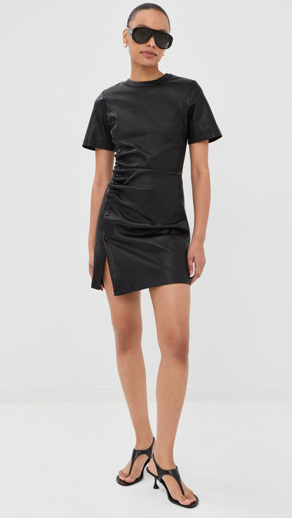 rabanne Short Gathered Dress In Lambskin