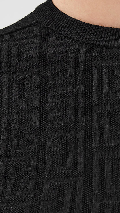 Balmain Monogram Bodycon Knit Short Dress