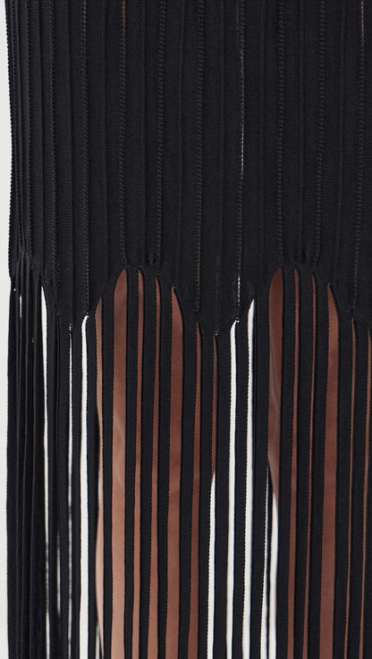 Balmain Thin Fringed Knit Dress