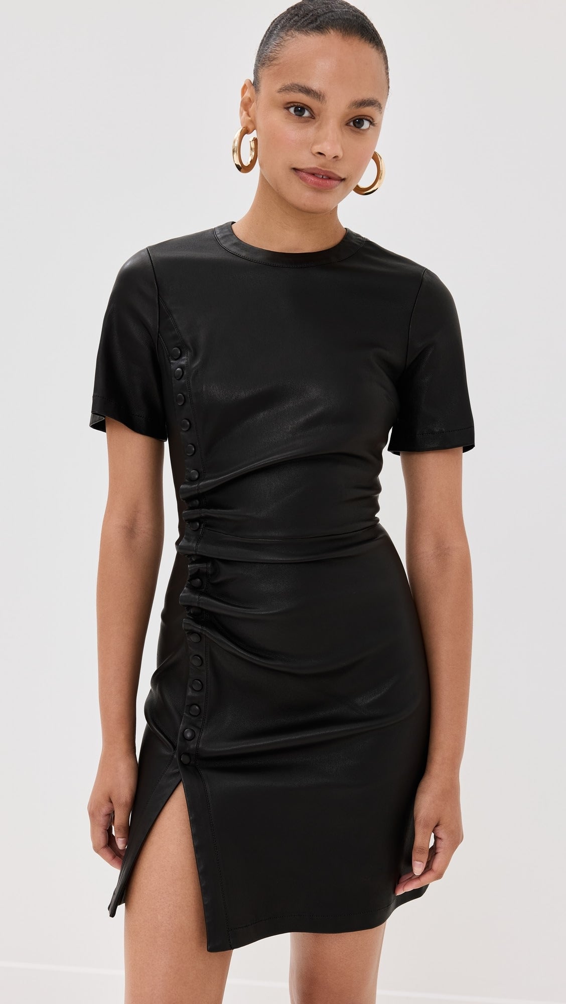 rabanne Short Gathered Dress In Lambskin