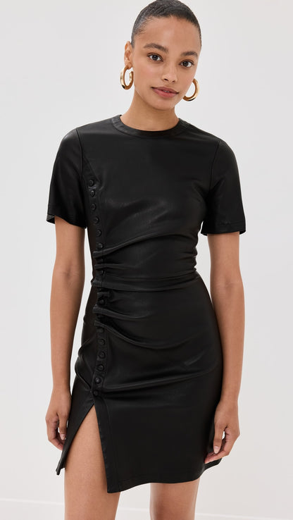 rabanne Short Gathered Dress In Lambskin