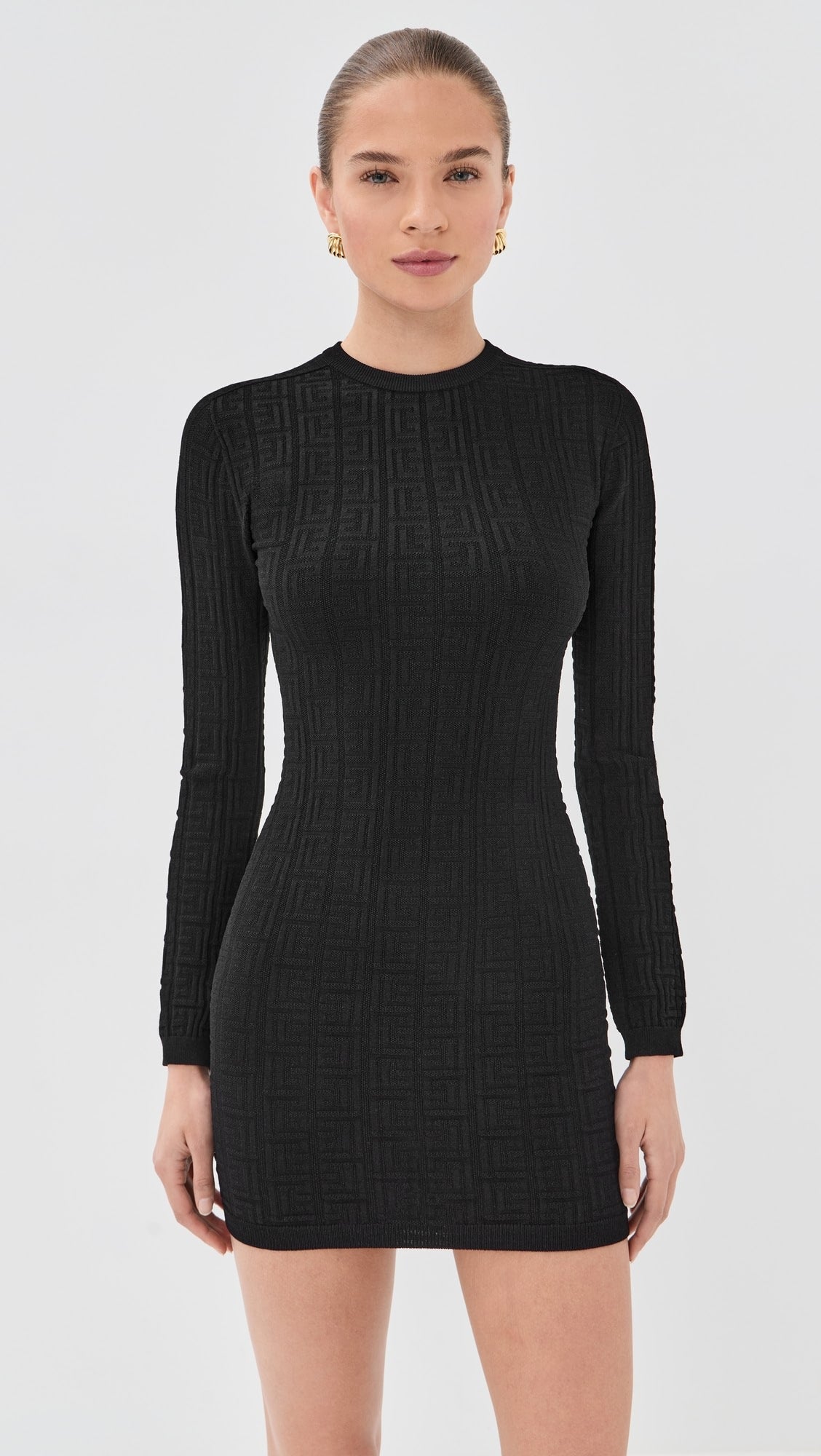 Balmain Monogram Bodycon Knit Short Dress