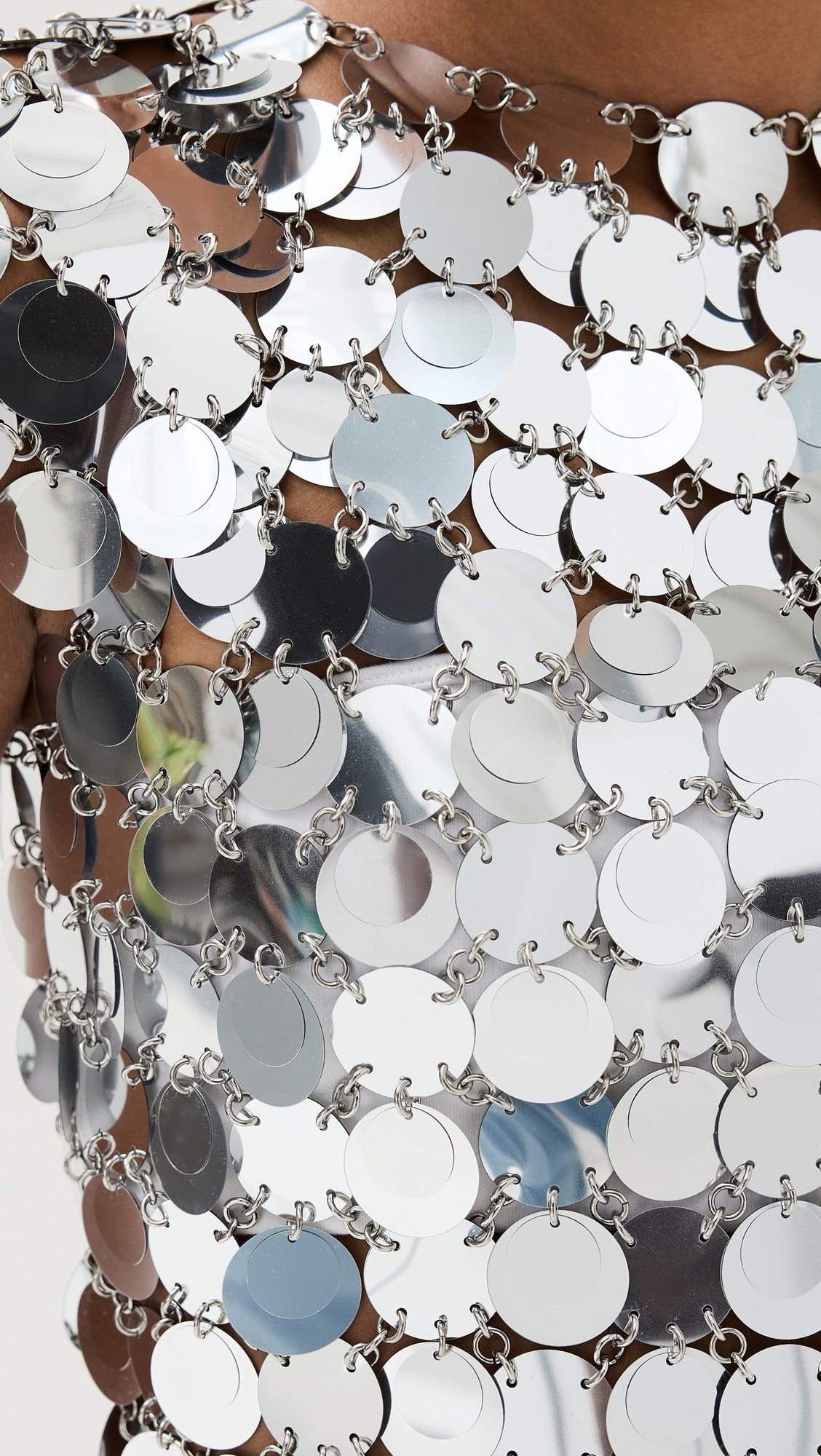 rabanne Iconic Silver Sparkle Disc Dress