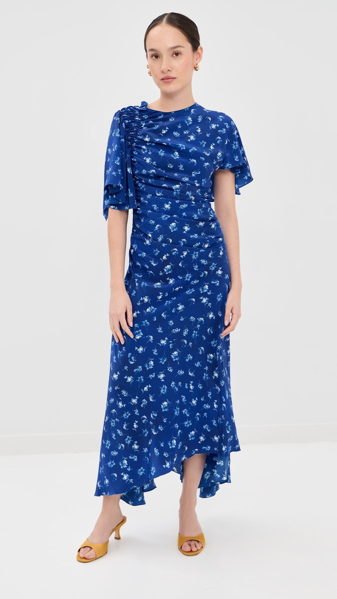 Victoria Beckham Smocked Short Sleeve Dress
