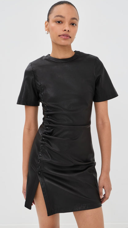 rabanne Short Gathered Dress In Lambskin