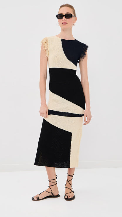 Balmain Thin Fringed Knit Dress