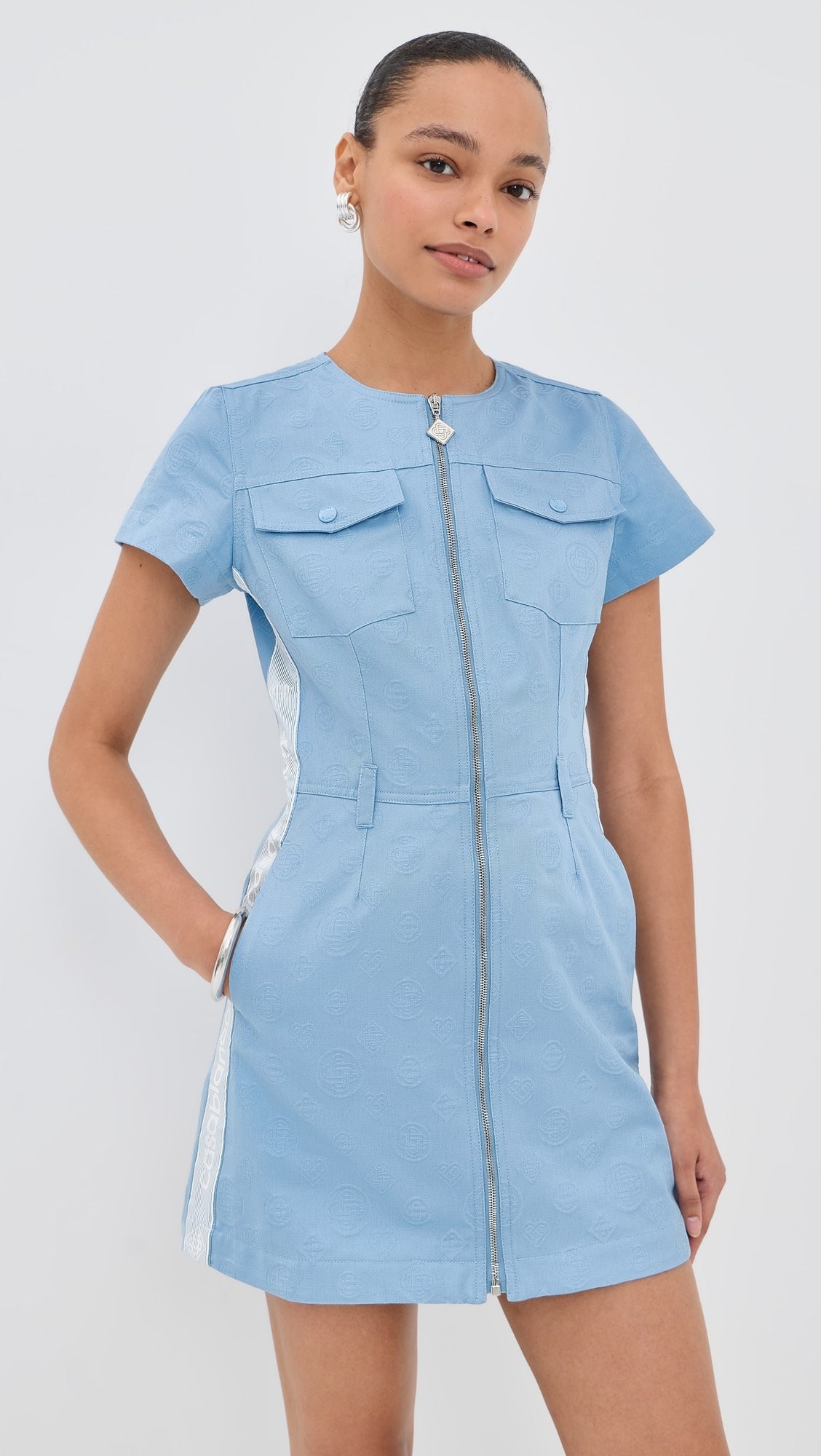 Balmain Monogram Bodycon Knit Short Dress