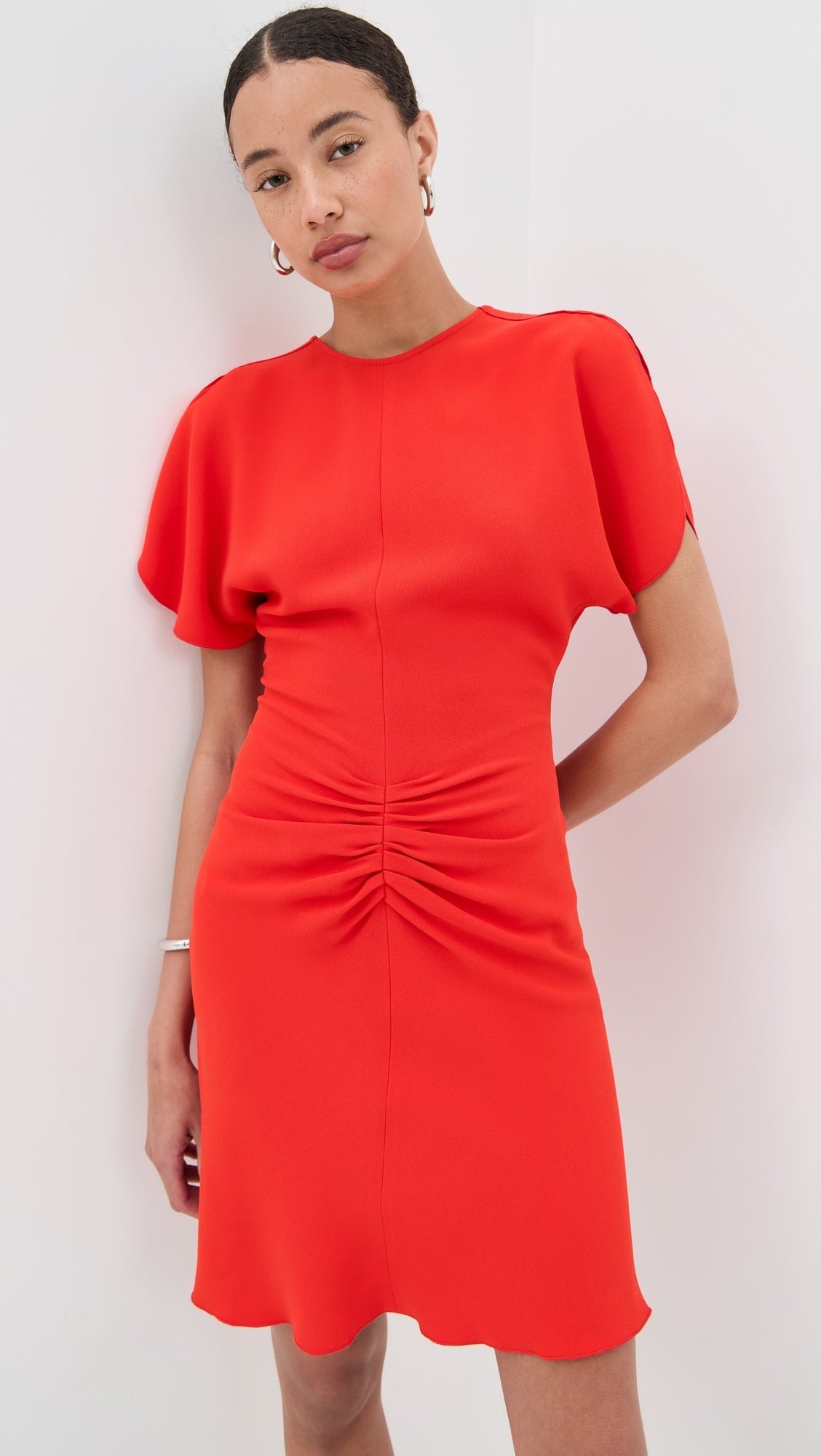 rabanne Short Gathered Dress In Lambskin