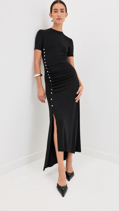 rabanne Short Gathered Dress In Lambskin
