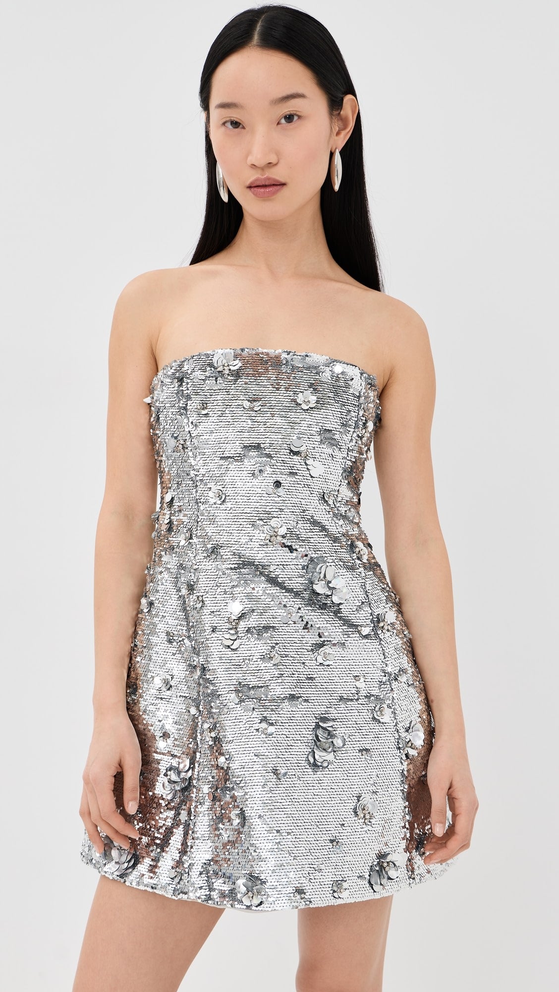 rabanne Iconic Silver Sparkle Disc Dress