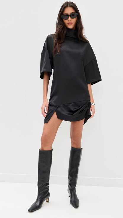 rabanne Short Gathered Dress In Lambskin