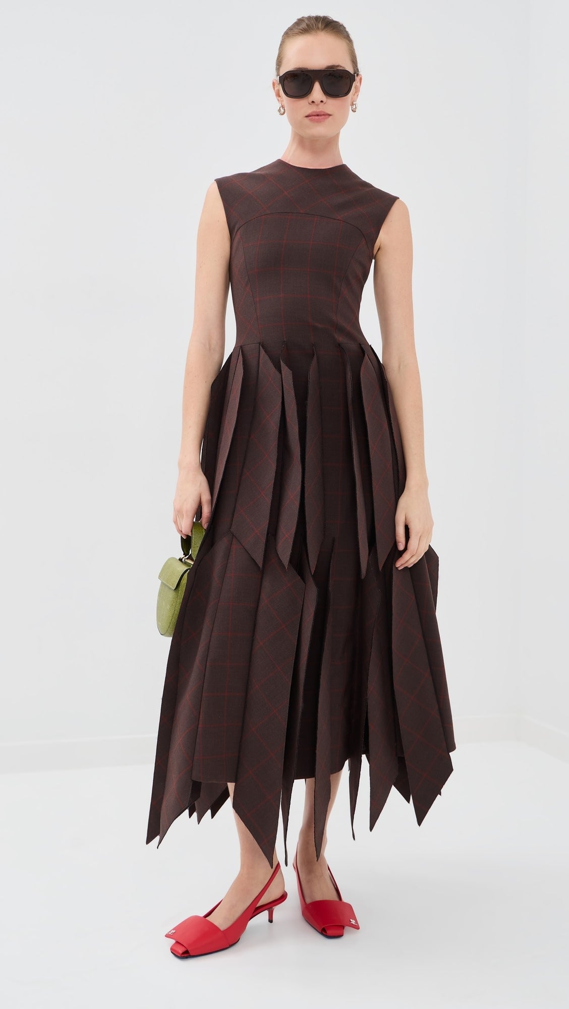 Another Tomorrow Full Skirt Gingham Dress