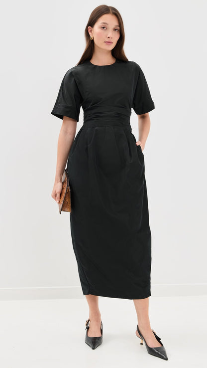 rabanne Short Gathered Dress In Lambskin
