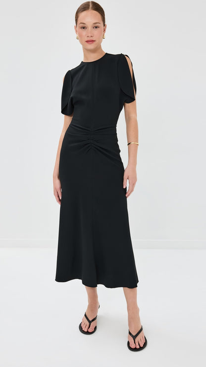 rabanne Short Gathered Dress In Lambskin